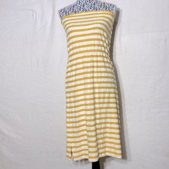 5/$25 Vintage Supersport Yellow Striped Tube Dress 6 - Picture 1 of 12